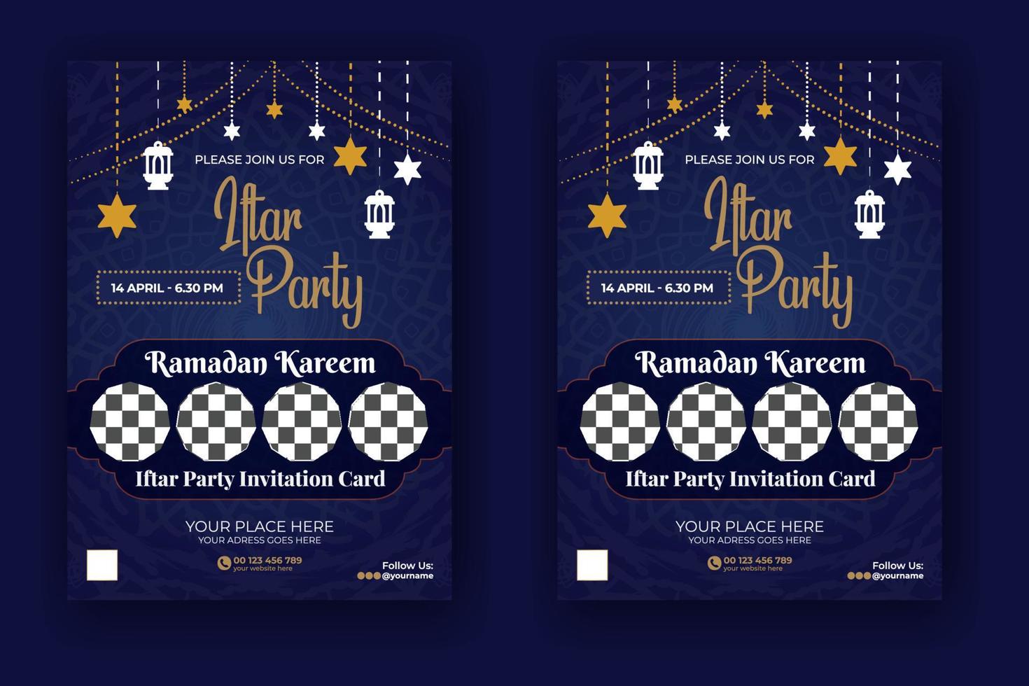 ramadan kareem iftar tarjeta de invitación de fiesta plantilla de volante islámico descarga gratuita vector