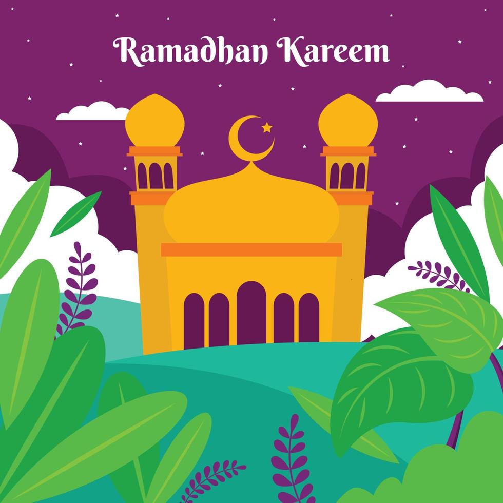 Fasting Month Mosque Background vector