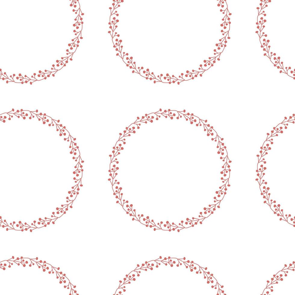 Hand drawn berries round wreath seamless pattern. vector