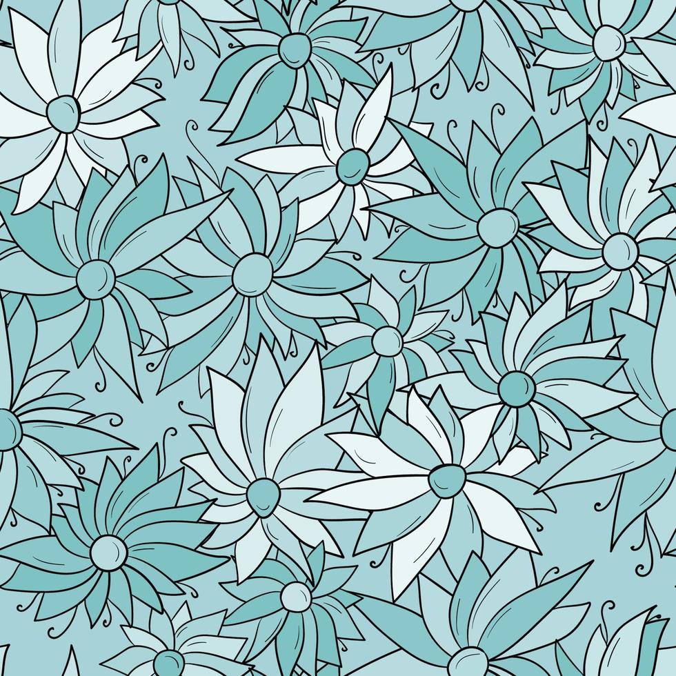 Seamless pattern background with different abstract flowers. vector