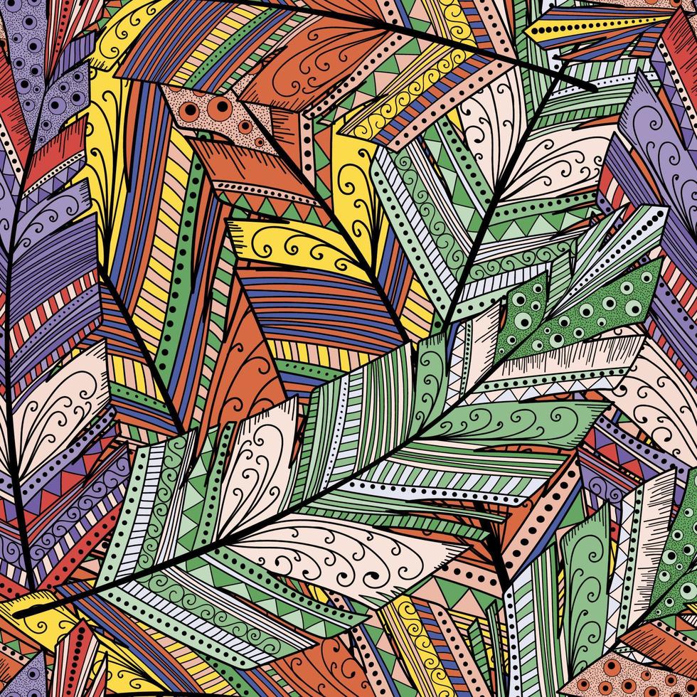 Seamless pattern with abstract feather vector