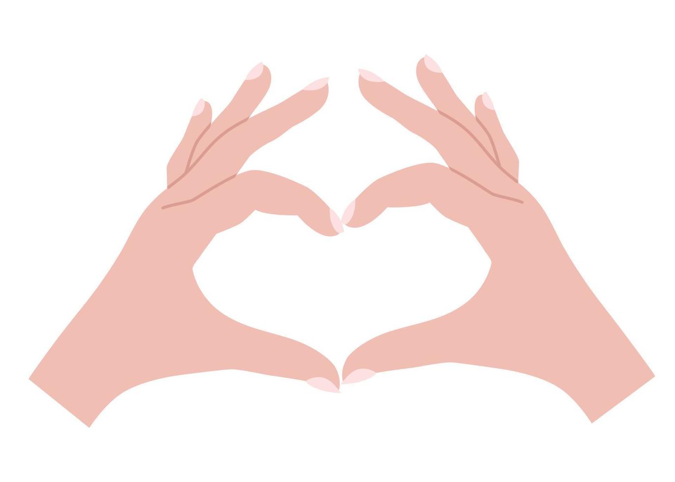 Woman hands showing heart shape gesture, vector illustration, sketch. Symbol of love. Dating, wedding and Valentine day theme. Print for cards, clothes, seasonal design and decor