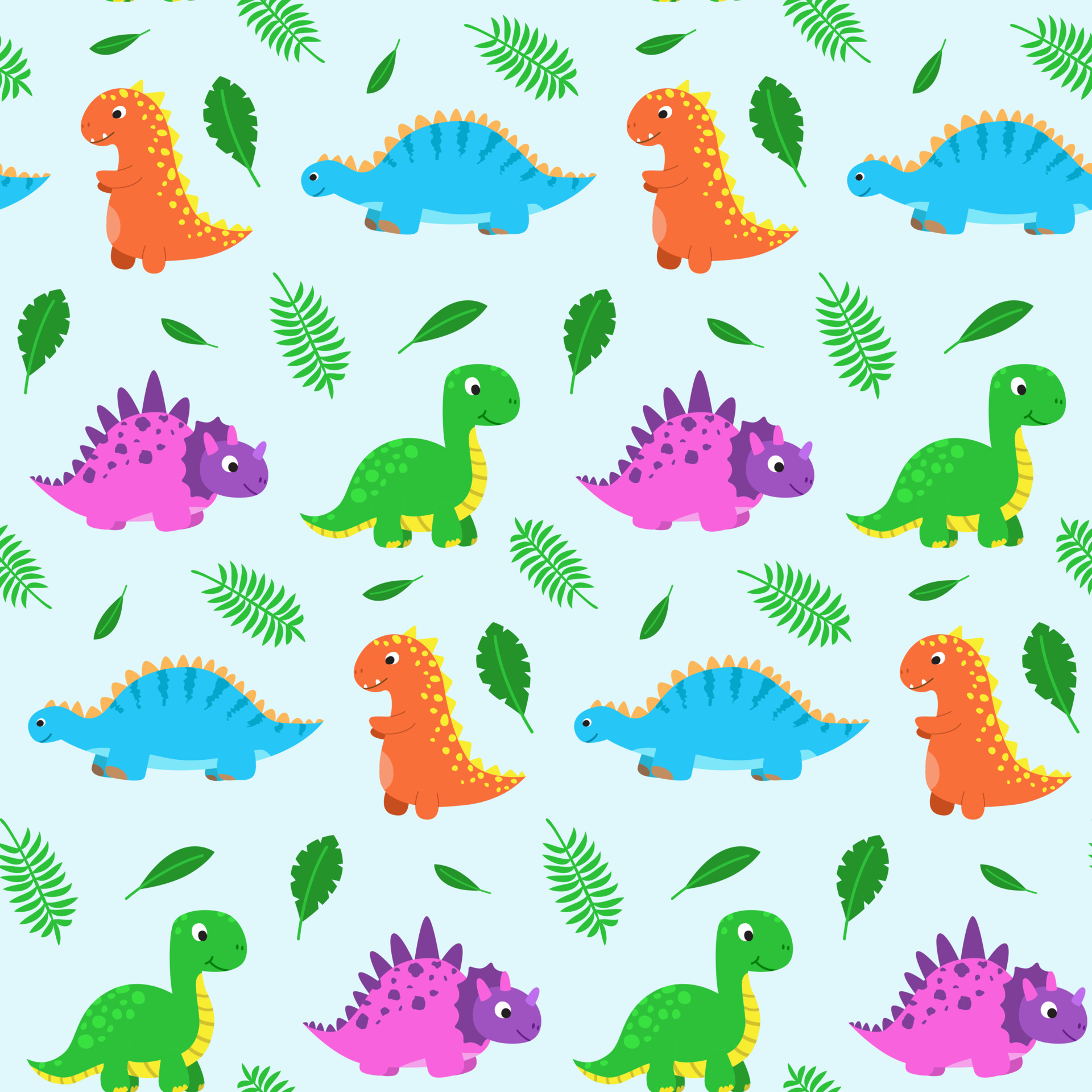Dino background. Seamless pattern with dinosaurs, baby pattern. Cute vector  texture for kids bedding, fabric, wallpaper, wrapping paper, textile,  t-shirt print. Cartoon style, vector. 15643936 Vector Art at Vecteezy