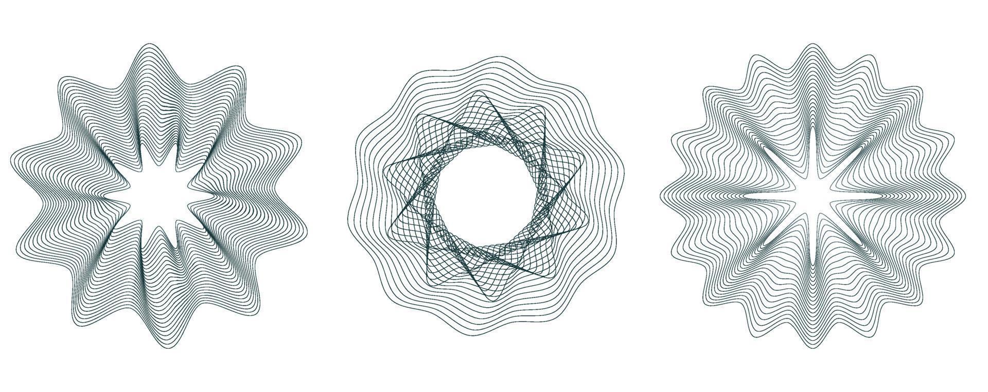Future morphing lines set. Abstract vector backgrounds set with guilloche. Vector illustration