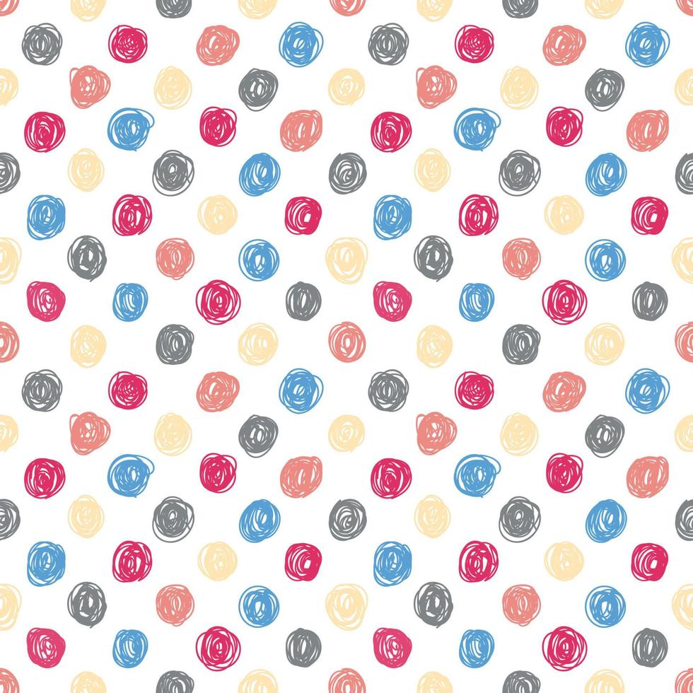 Doodle circle seamless pattern. Vector abstract playful childish background. Cute baby print