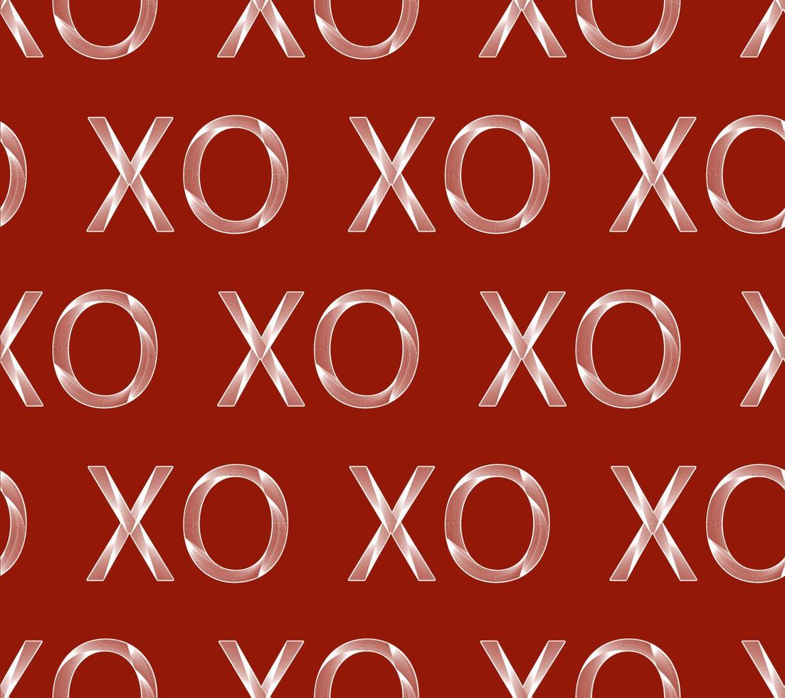 Xoxo pattern, love pattern. Vector xo xo seamless pattern. Abstract red background with white decorative xo lettering.