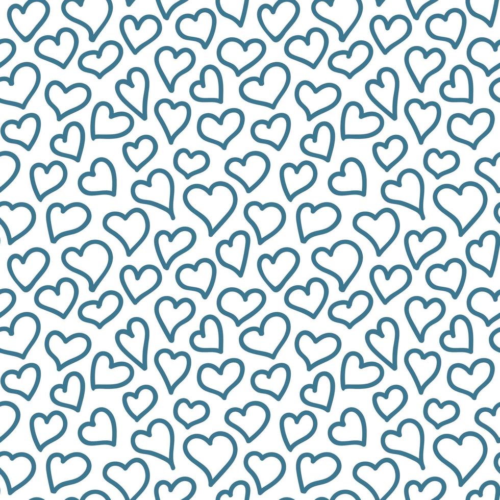Vector heart drawing seamless pattern . Line hand drawn monochrome background.