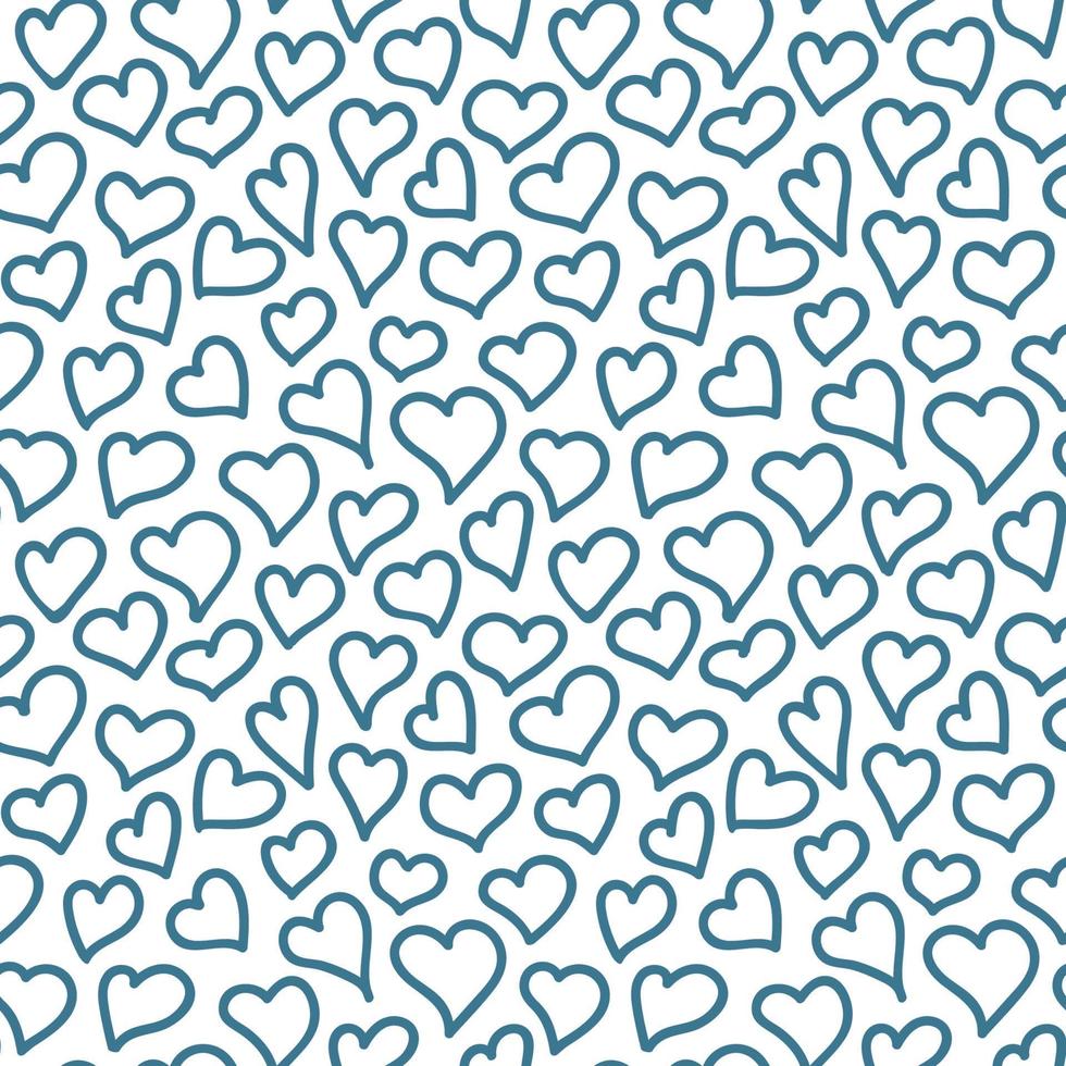 Vector heart drawing seamless pattern . Line hand drawn monochrome background.