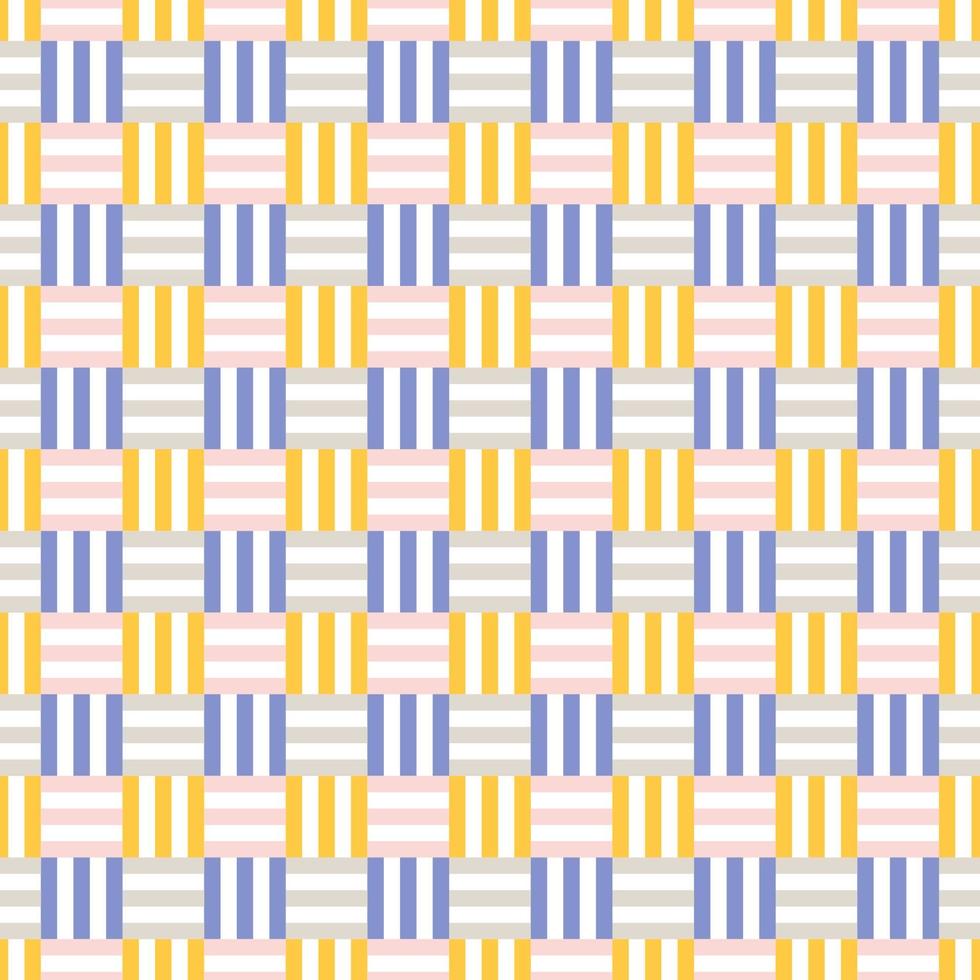 Vector drawing line seamless pattern. Multicolored weaving geometric background.