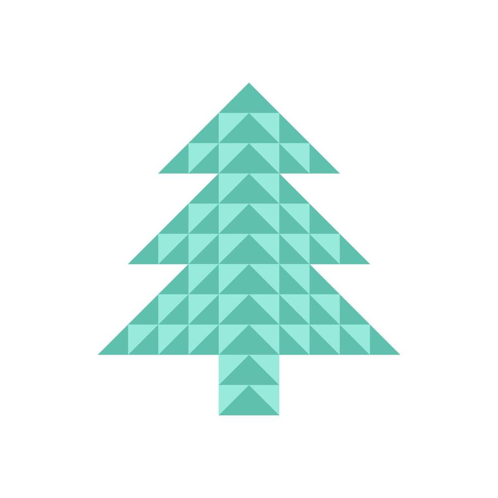Merry Christmas. Green geometric abstract Christmas tree. The mosaic is triangular. Vector illustration