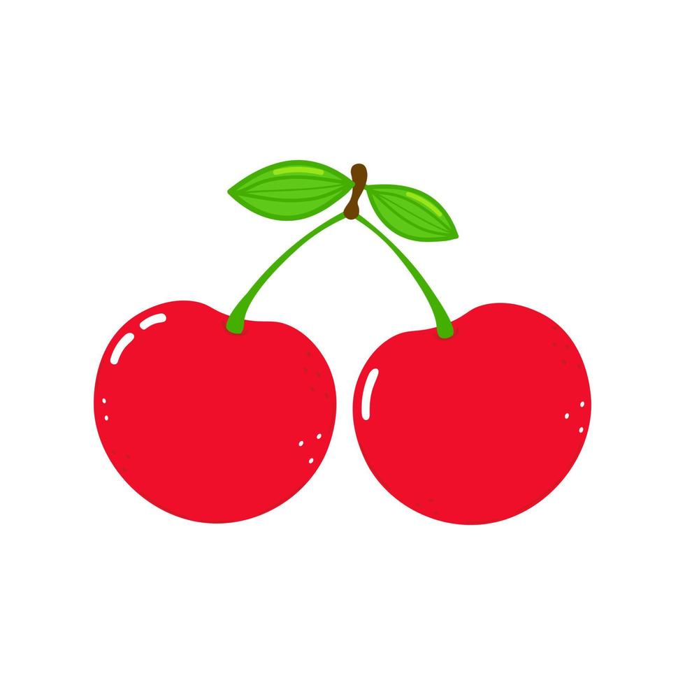 Cute funny cherry character. Vector hand drawn cartoon kawaii character illustration icon. Isolated on white background. Cherry character concept