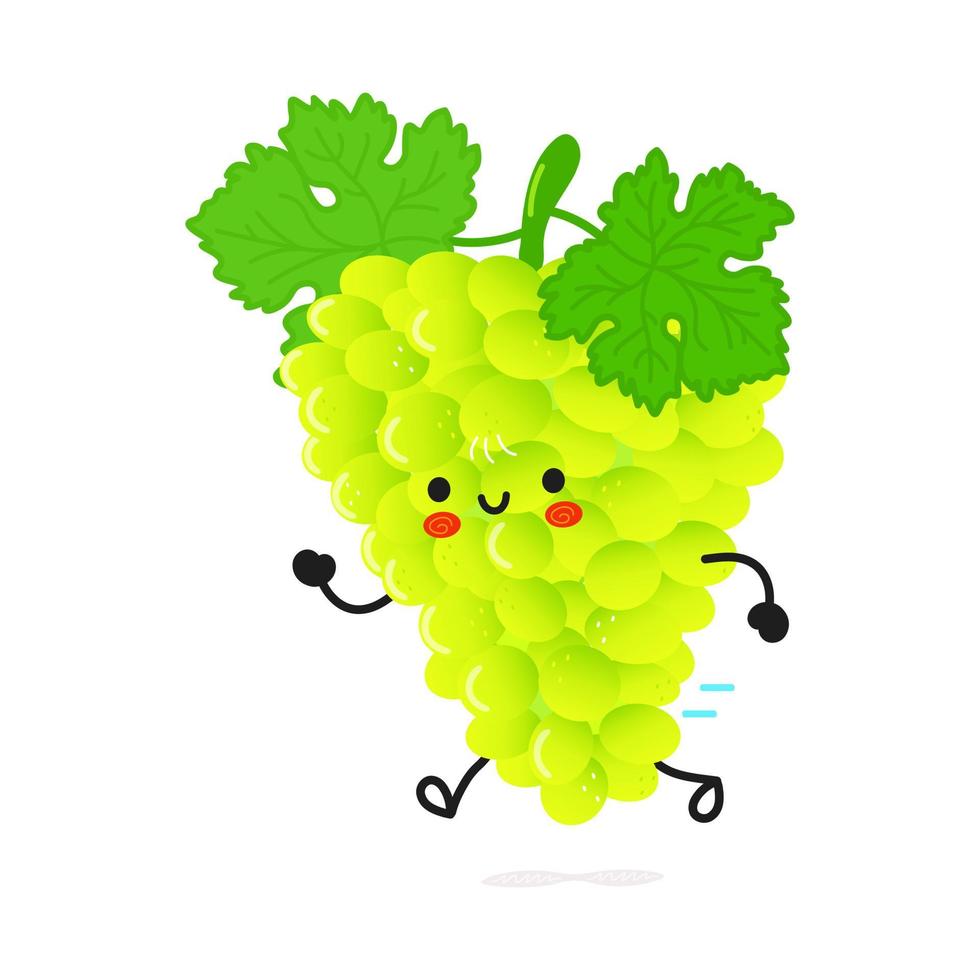 Cute funny running grape. Vector hand drawn cartoon kawaii character illustration icon. Isolated on white background. Run grape concept