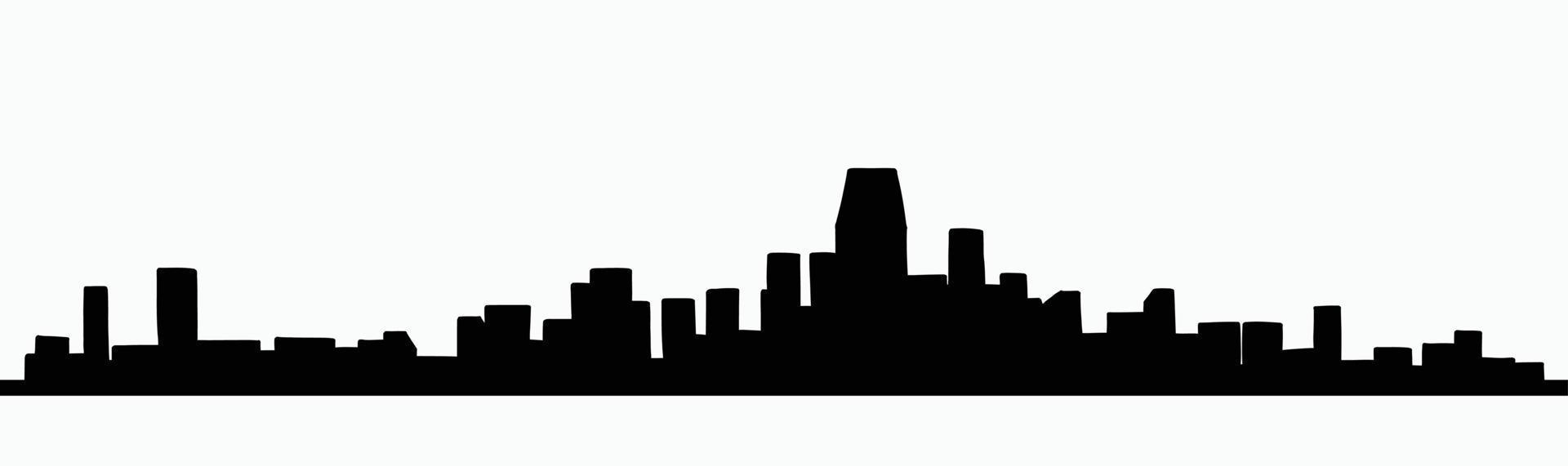 modern cityscape skyline outline doodle drawing on white background. vector