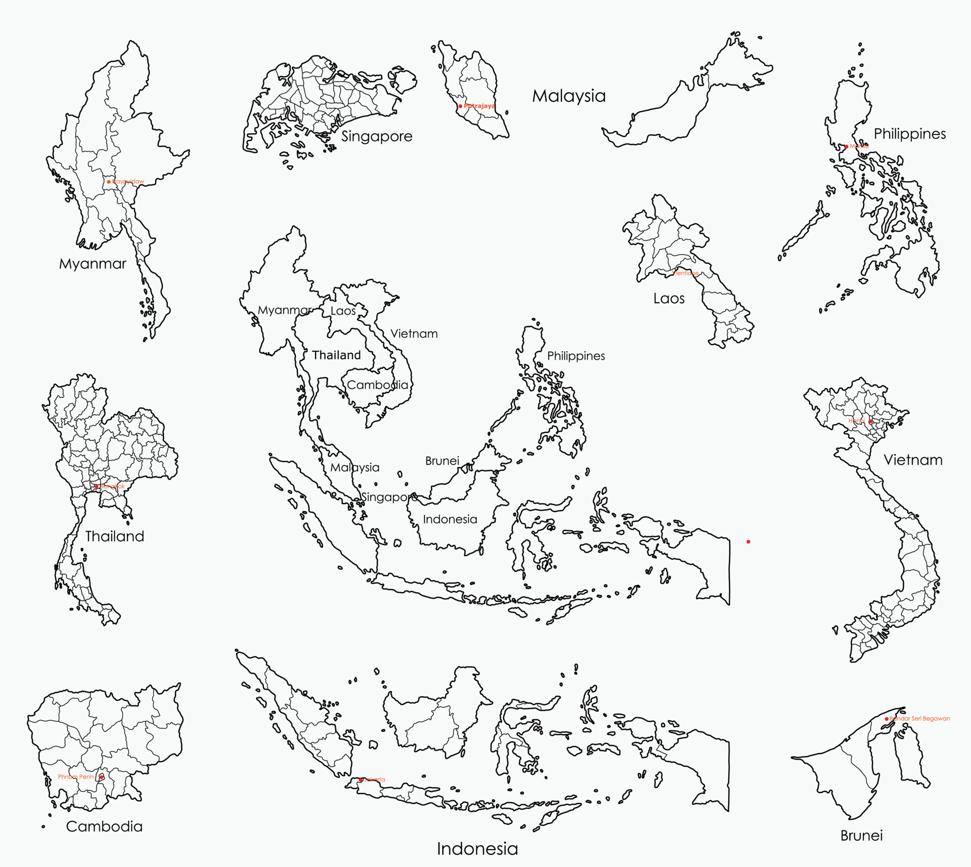 Drawing Of Asia Doodles Map