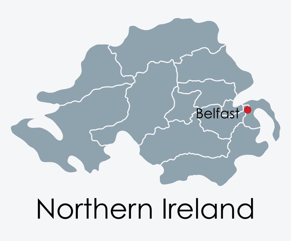 mapa de irlanda del norte dibujo a mano alzada sobre fondo blanco. vector