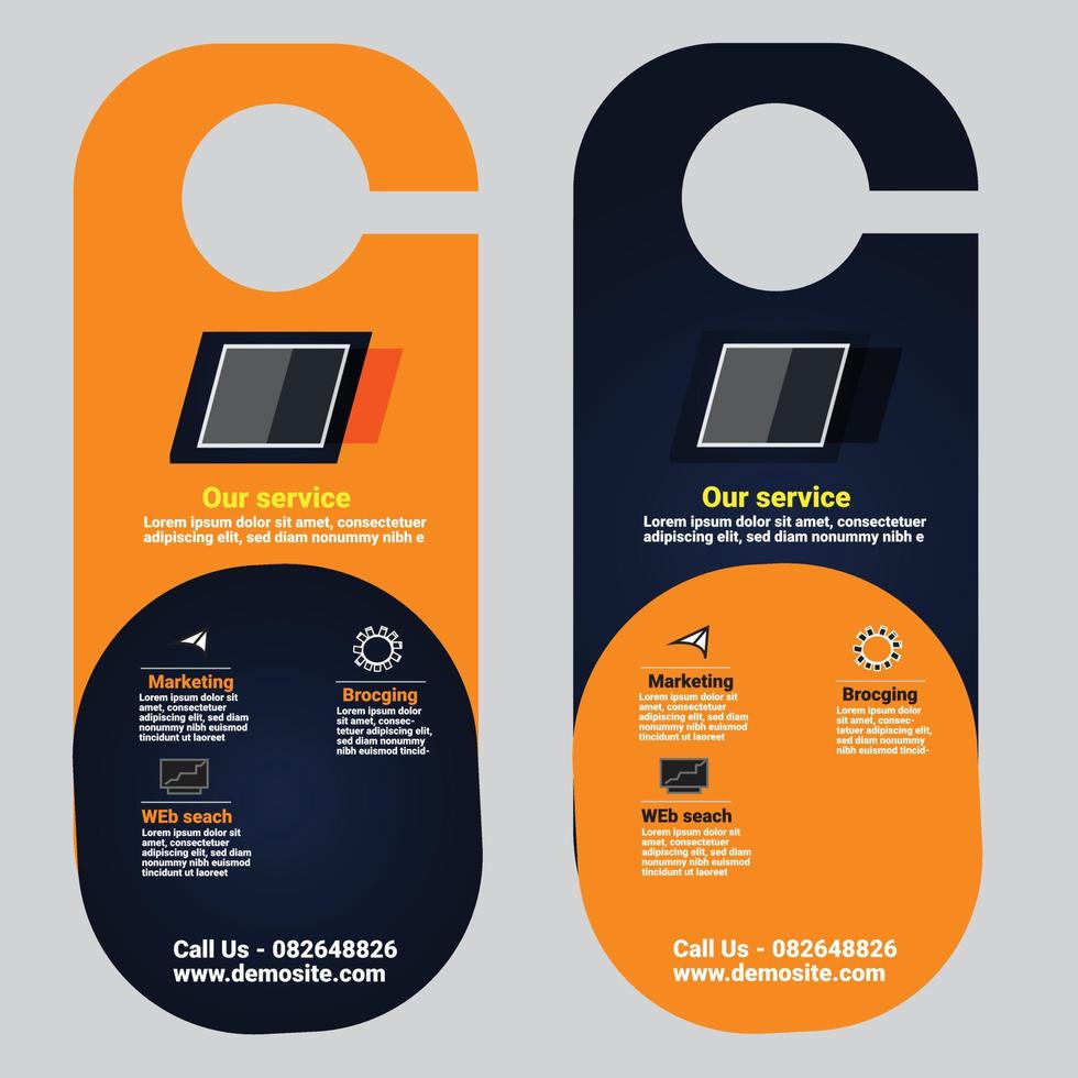 Door hanger design, hanger template, hotel knob design. Vector hanger.