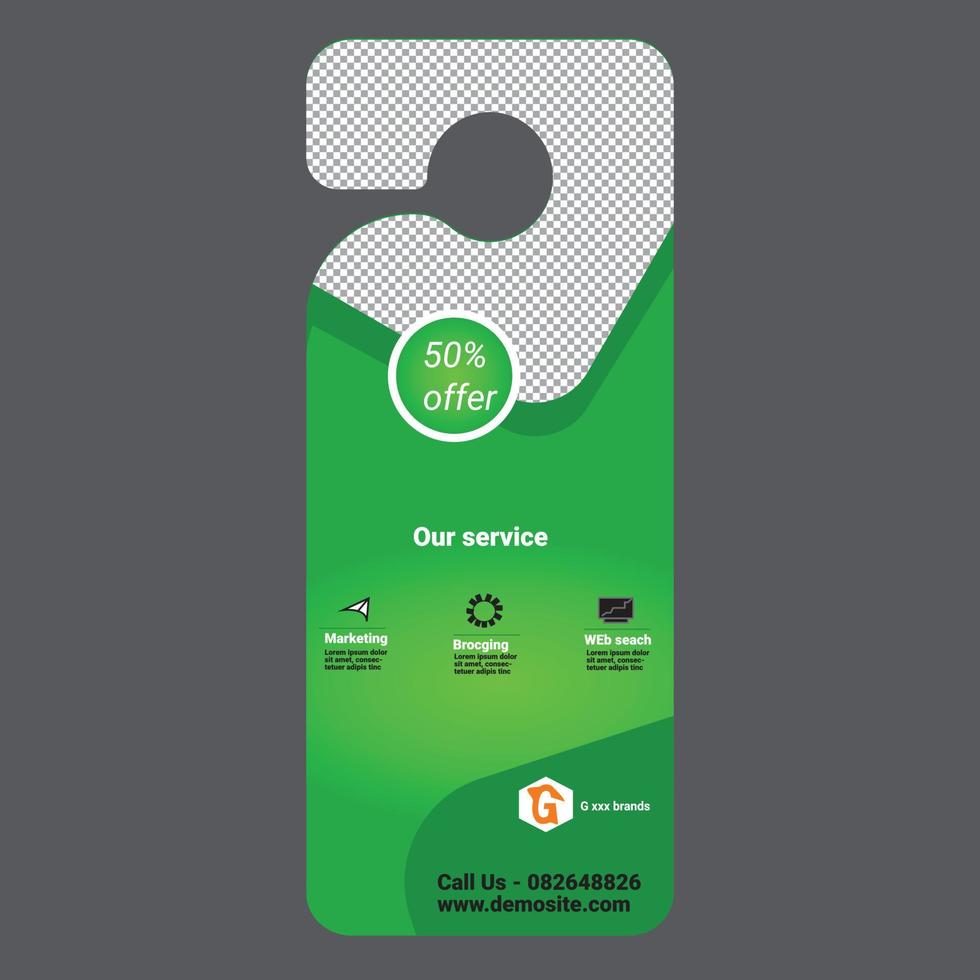 Door hanger design, hanger template, hotel knob design. Vector hanger.