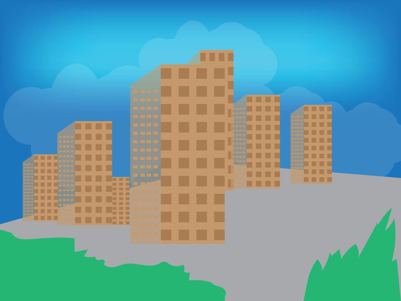 city landscape with trees, home arts illustraton vector