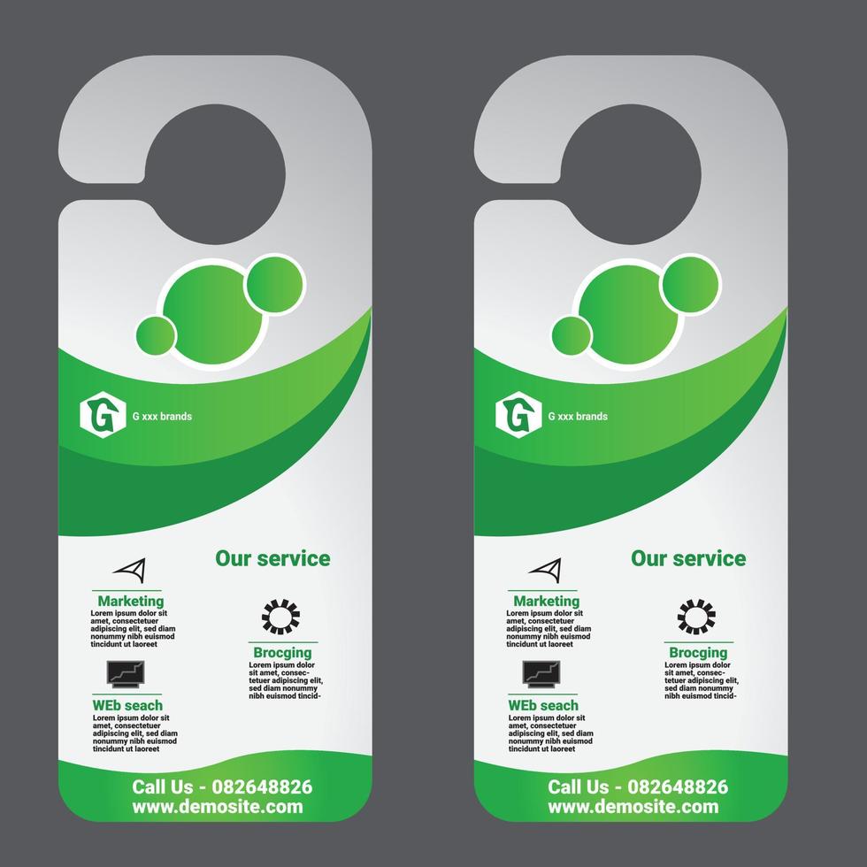 Door hanger design, hanger template, hotel knob design. Vector hanger.