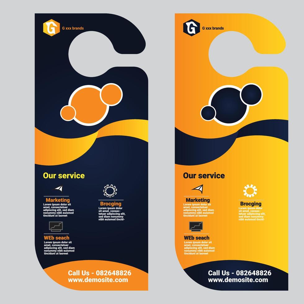 Door hanger design, hanger template, hotel knob design. Vector hanger.