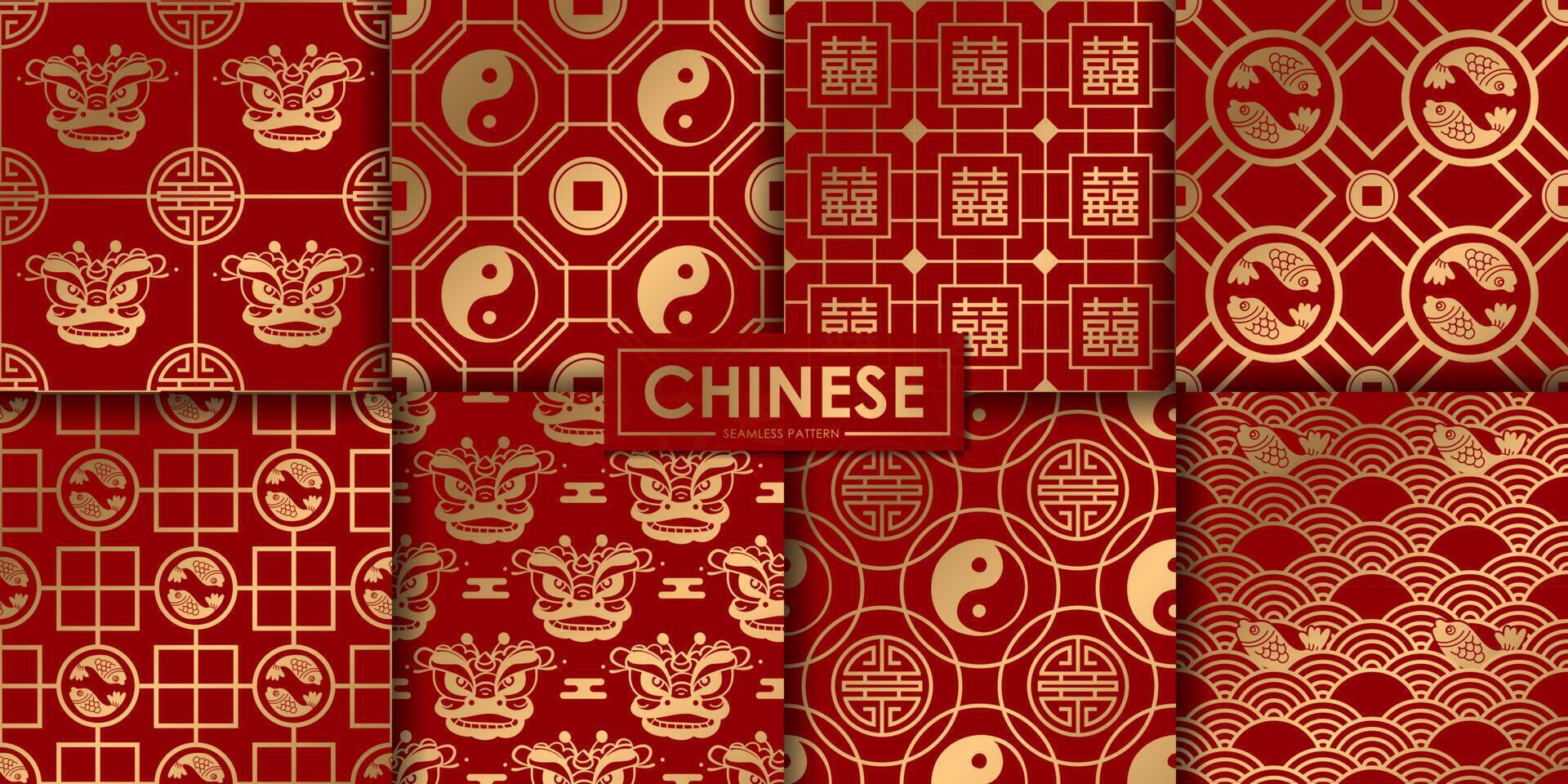 Golden chinese pattern collection, Abstract background, Decorative