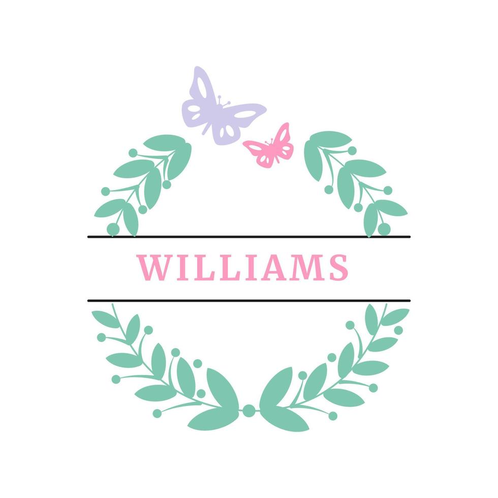 Easter spring monogram. Celebration floral wreath. Family concept. Stock vector illustration isolated on white background. Greeting card templates.