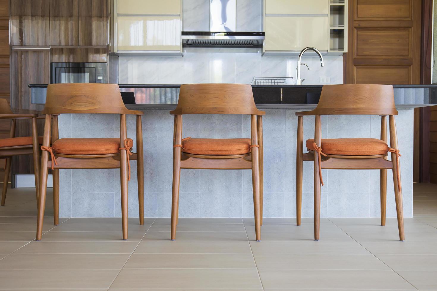 Corner of cooking room and wooden furniture. photo