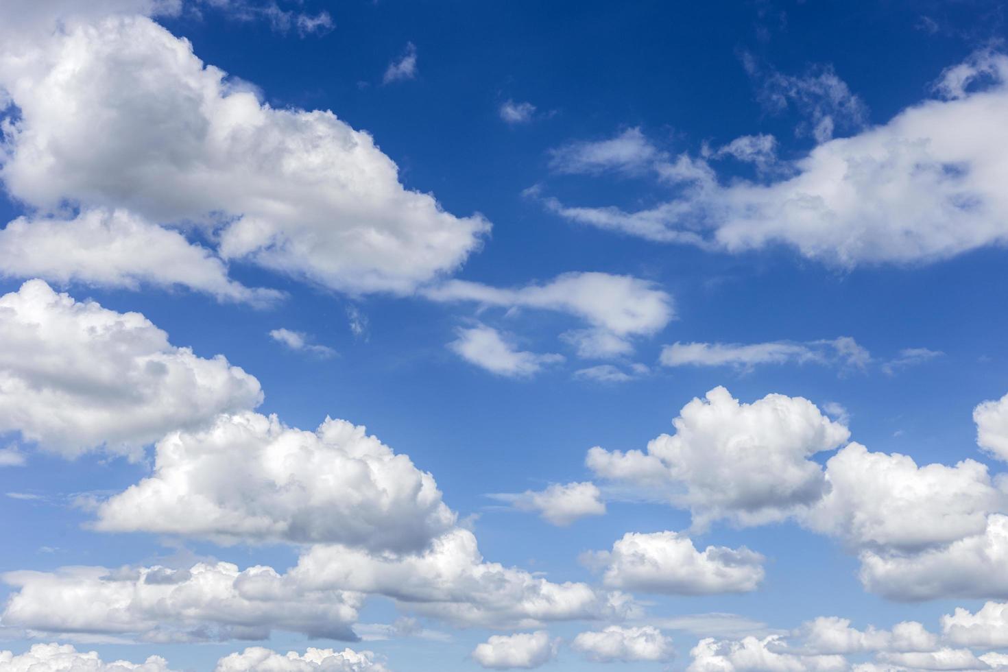 clear blue sky with plain white cloud with space for text background. The vast blue sky and clouds. blue sky background with tiny clouds nature. photo