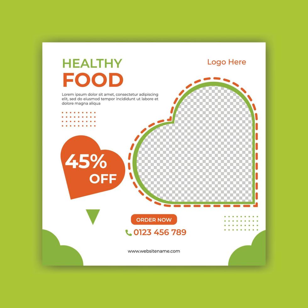 Delicious food social media post template design vector