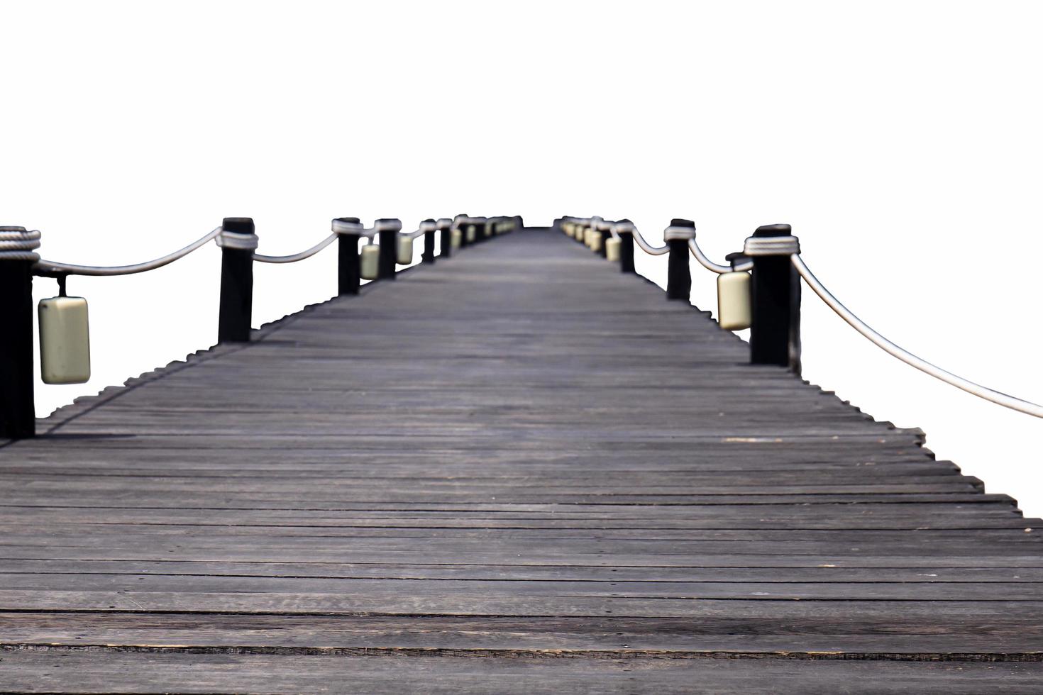 Old wooden bridge on white background isolated on white background. photo