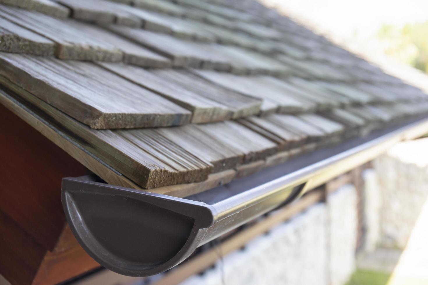 Rain gutter system for the roof of the house. photo