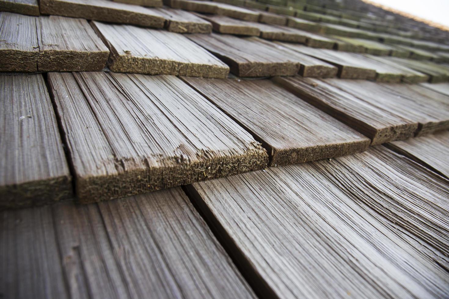 Close-up of wood used for roofing for sun and rain. photo