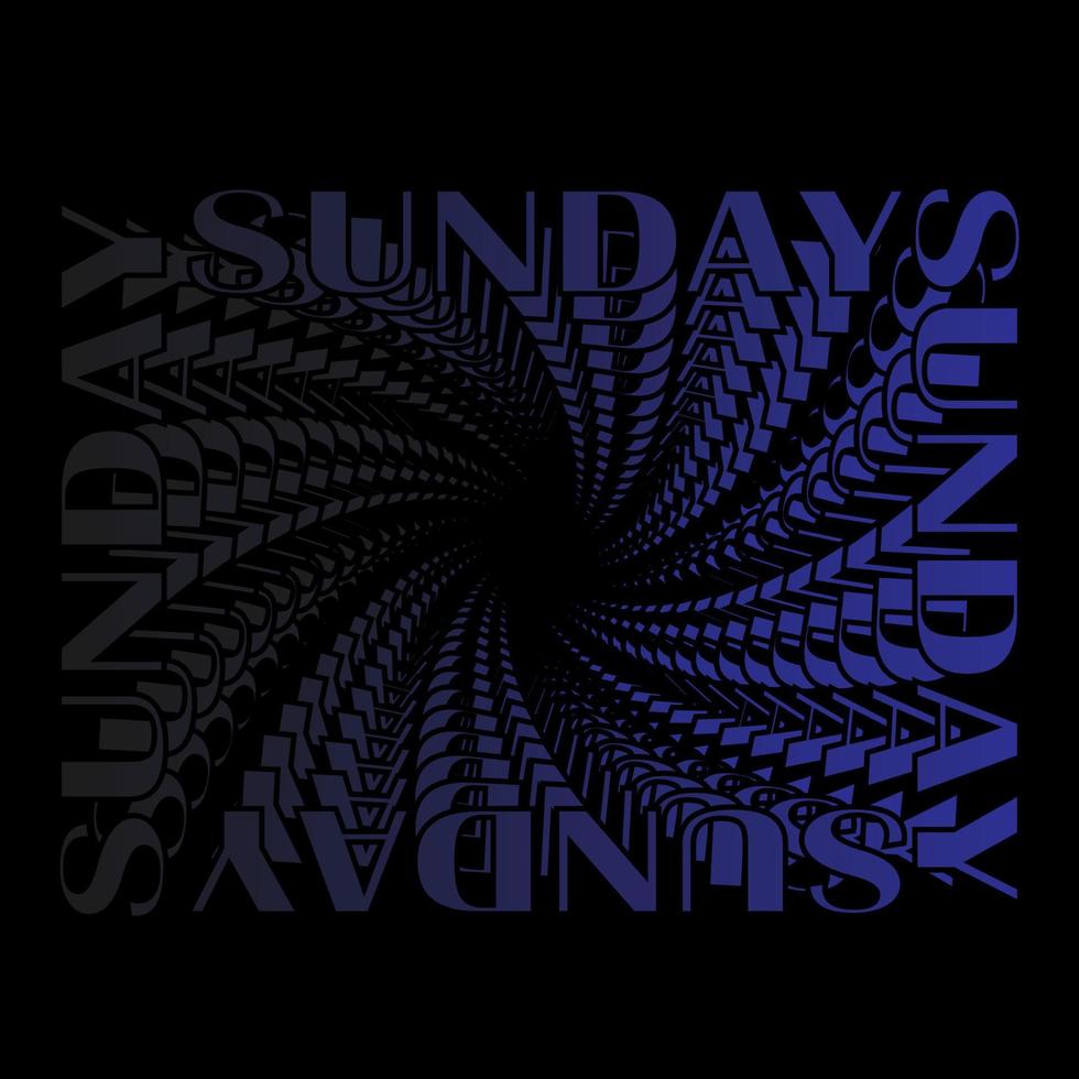 Sunday text background. Vector illustration with abstract effect on dark background
