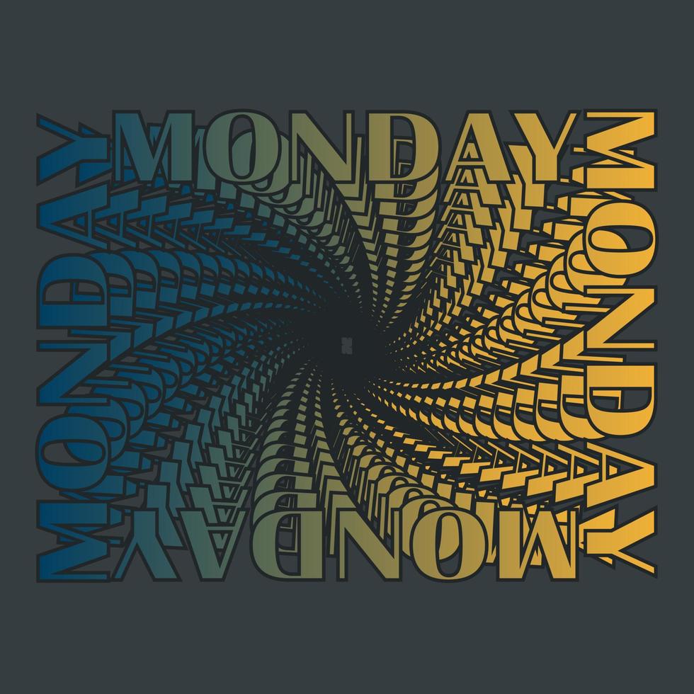 Monday text background. Vector illustration with abstract effect on dark background.