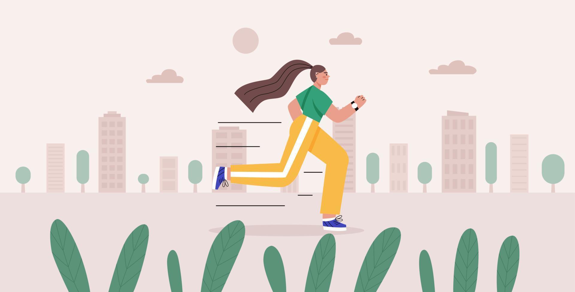 Woman running in the park vector