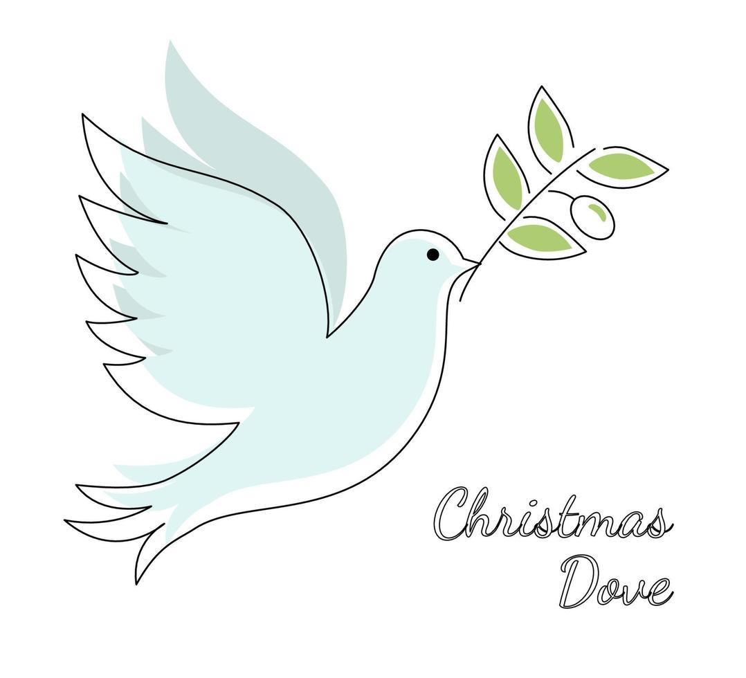 Christmas Dove Pigeone in festive colors Merry Christmas and Happy New Year vector