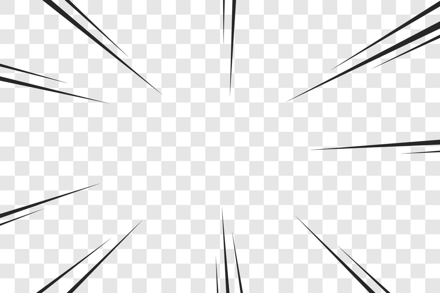manga acción marco velocidad líneas simples movimiento líneas radiales aisladas sobre fondo transparente abstracto explosivo plantilla banner blanco y negro monocromo vector retro ilustración cómic elemento