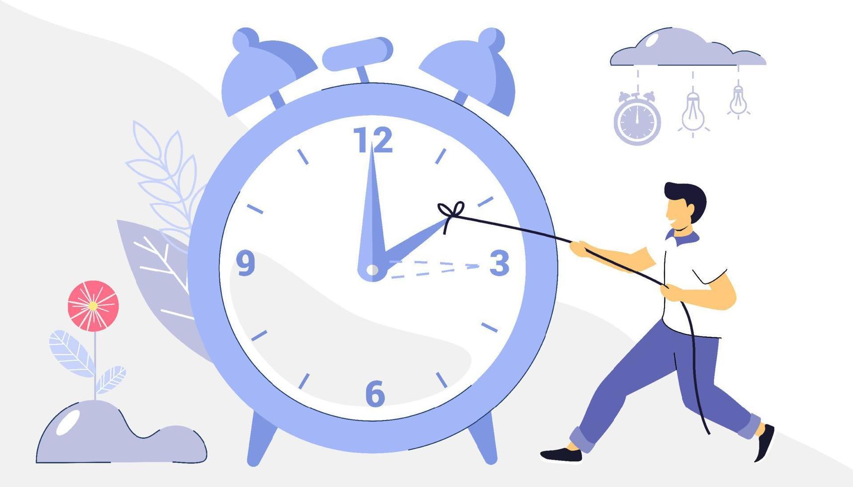 Spring forward and fall back alarm clocks Daylight Saving Time banner Modern flat design for web, banner, emailing background vector illustration concept Change your clocks DST begins in USA