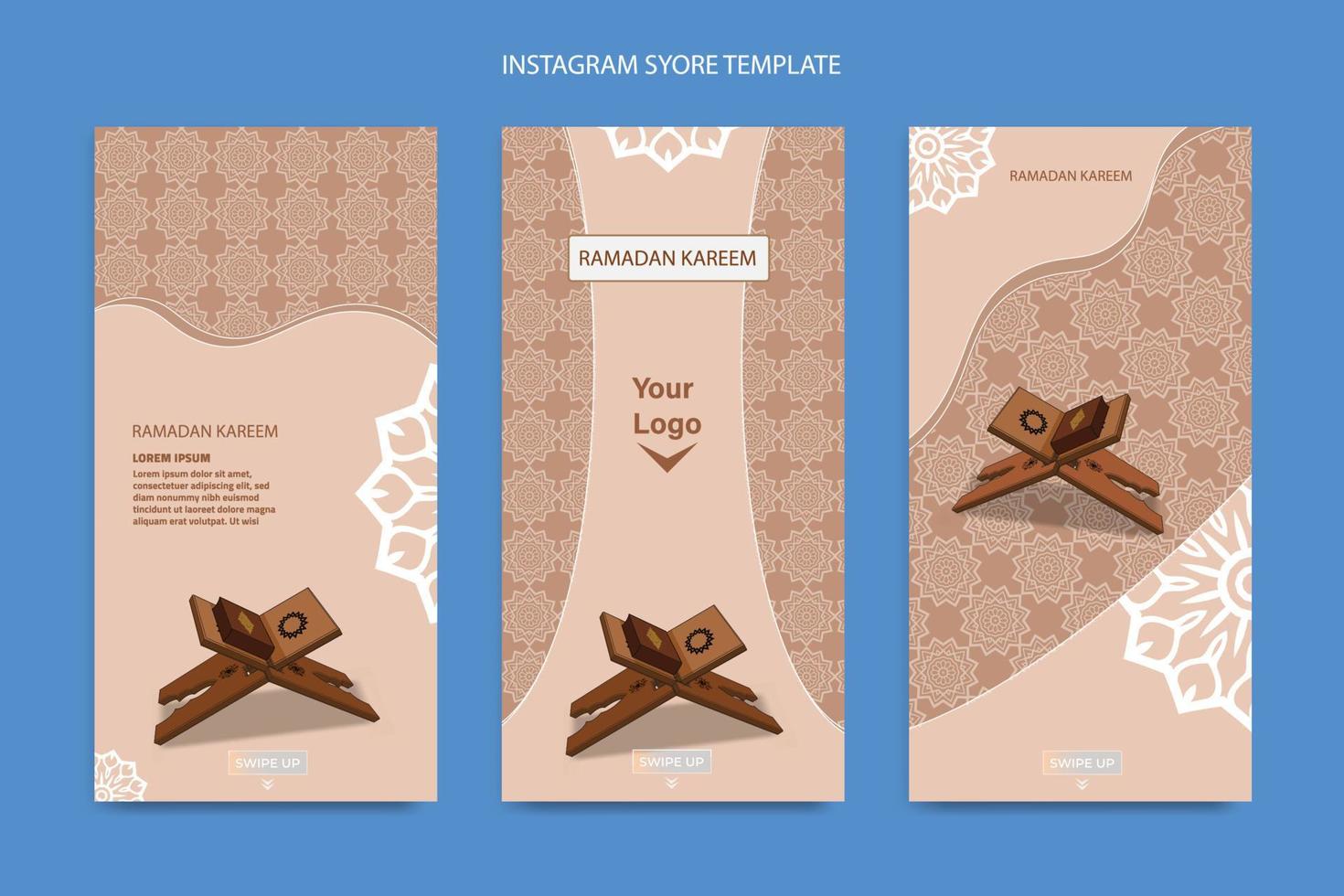 Ramadan Kareem Greeting cards or banners with Quran and islamic decorative vector