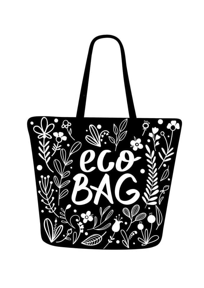 Eco bag. Flower design. vector