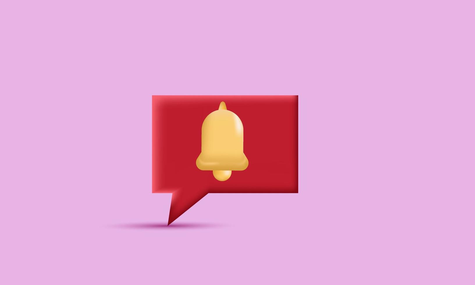 icono de diseño de campana de notificación de chat 3d mínimo aislado vector