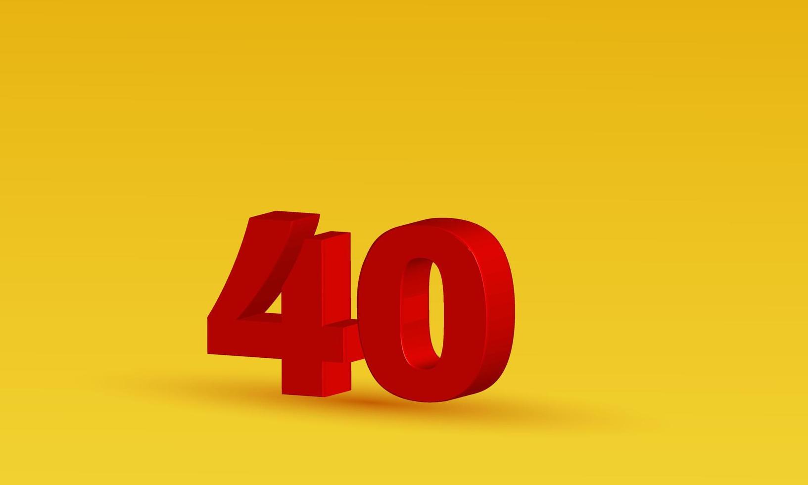 3d red twenty percent 40 isolated over vector