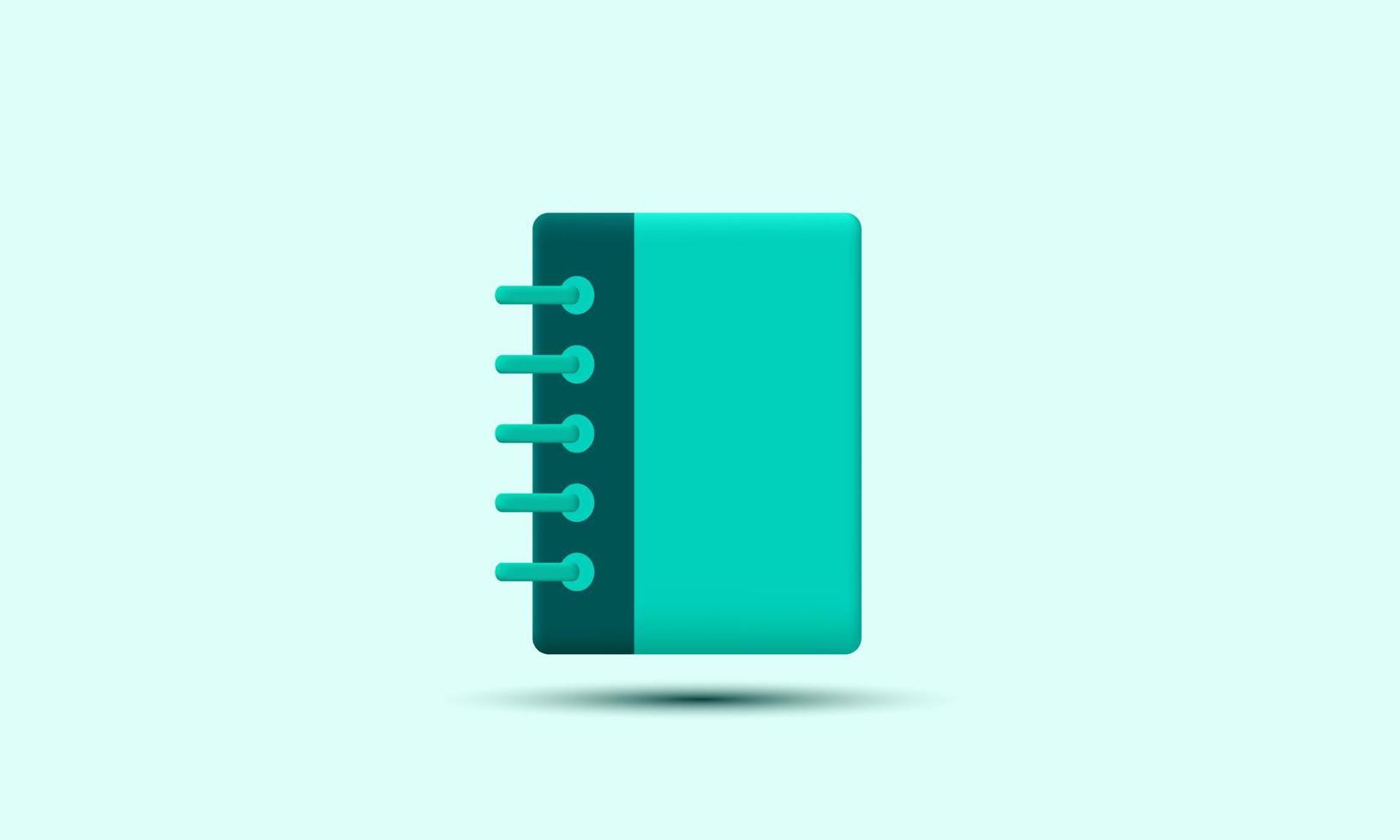 3d empty icon notepad on green background vector