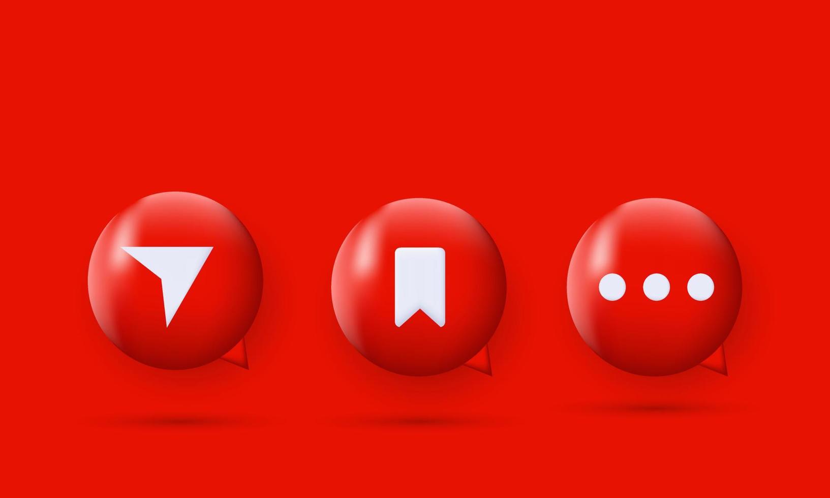 3d social media design icon share save download vector
