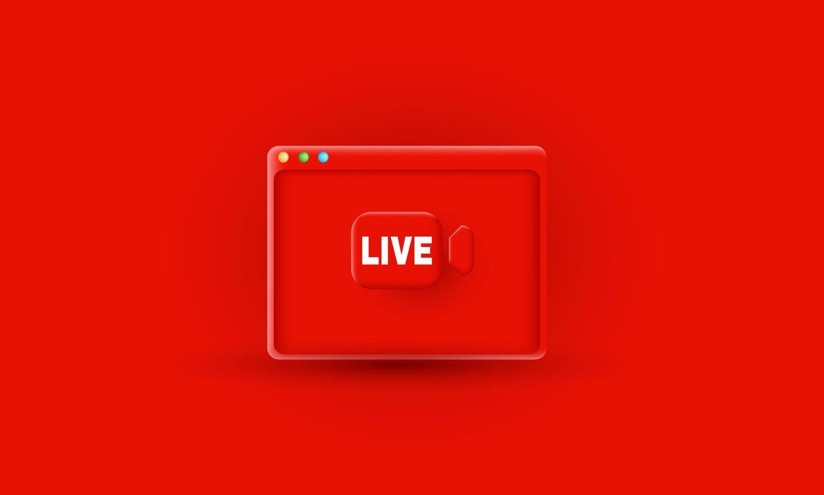 3d live streaming monitor social media minimal icon vector