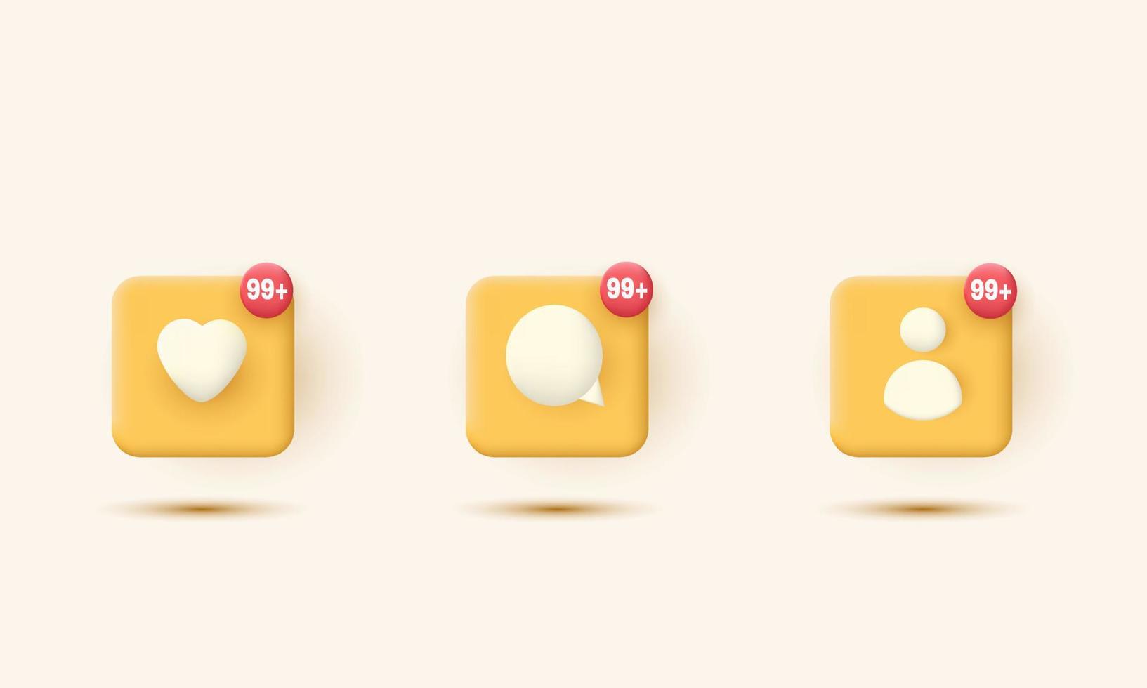 3d notification social media like design icon concept comment vector