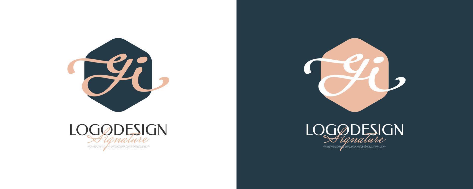 diseño inicial del logotipo g e i en un estilo de escritura elegante y minimalista. logotipo o símbolo de la firma gi para bodas, moda, joyería, boutique e identidad comercial vector