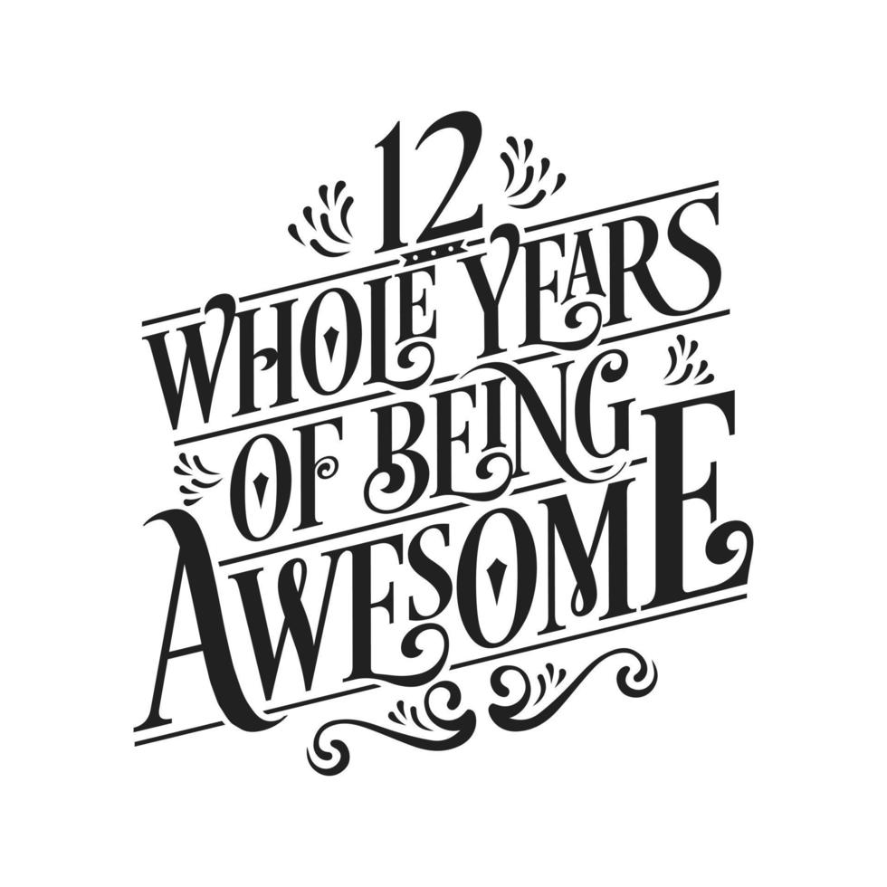 12 Years Birthday and 12 years Anniversary Celebration Typo vector