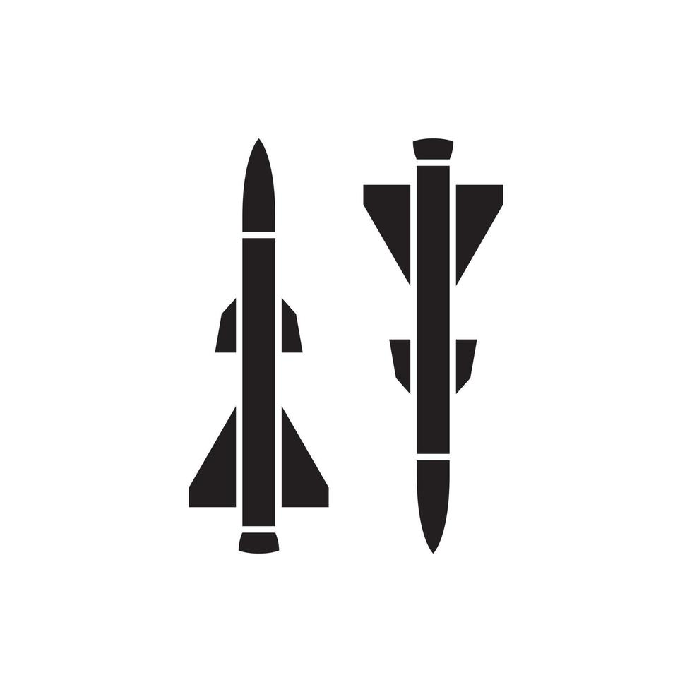 Missile gun or ballistic rocket weapon vector icon