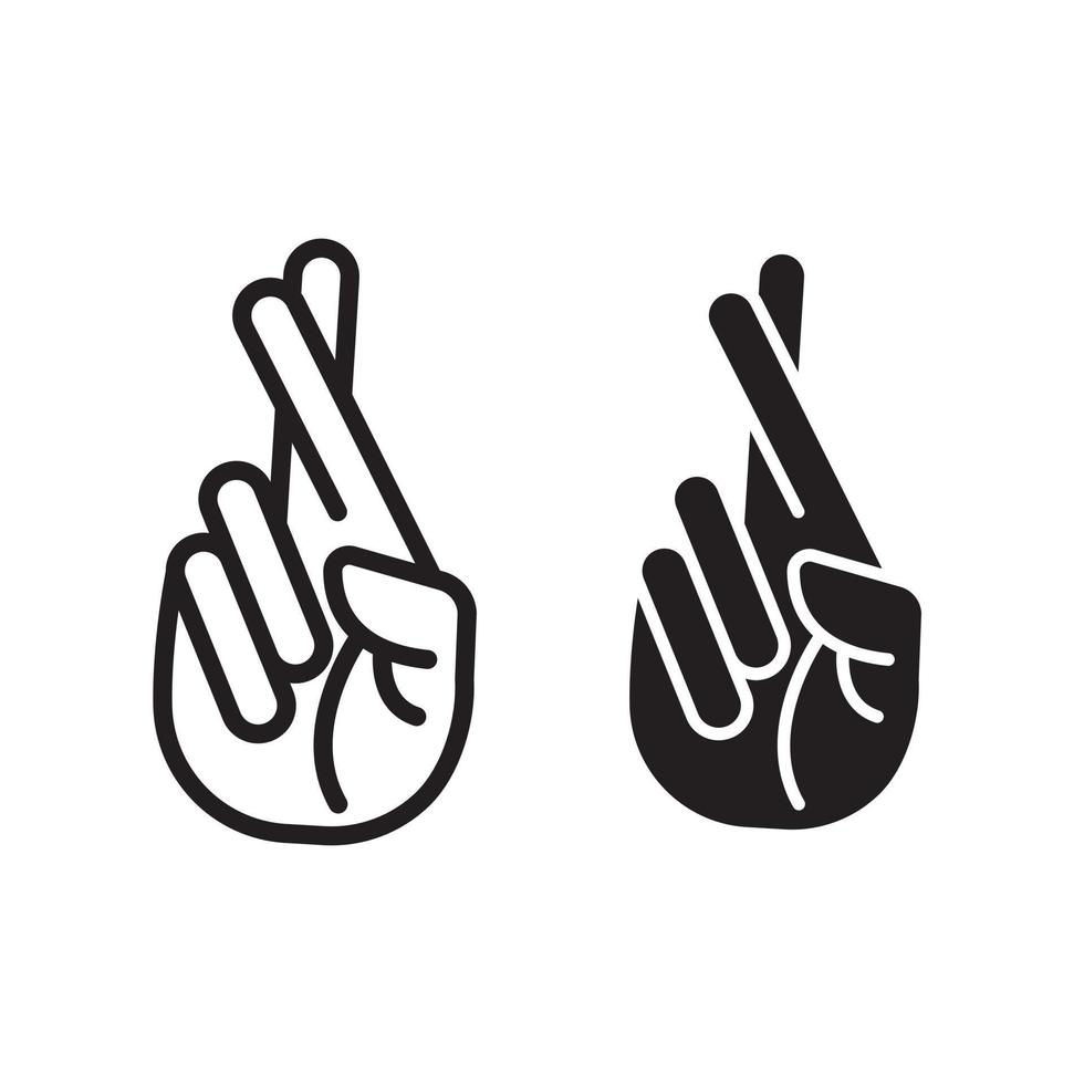 crossed fingers hand gesture vector icon